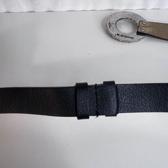 Chicos Statement Hammered Metal Buckle Belt Adjustable Black S/M Boho Western - Picture 7 of 7